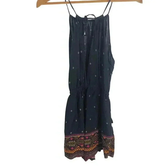 H&M X Coachella Boho Romper Boho Desert Black White Geometric Women's Size 10 - Picture 5 of 11